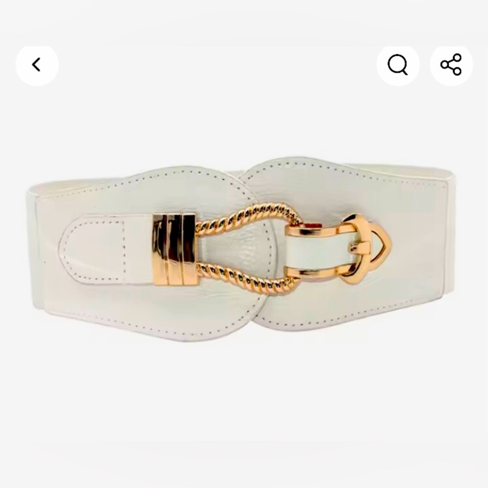 Elegant White and Gold Women's waistband Belt